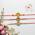 Ganesha Rakhi for Brother with Pooja Thali, Roli Tikka & Greeting Card, Pack of 7