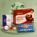 Raksha Bandhan Gift Combo – Krishna Radha Evil Eye Rakhi with Chocolates