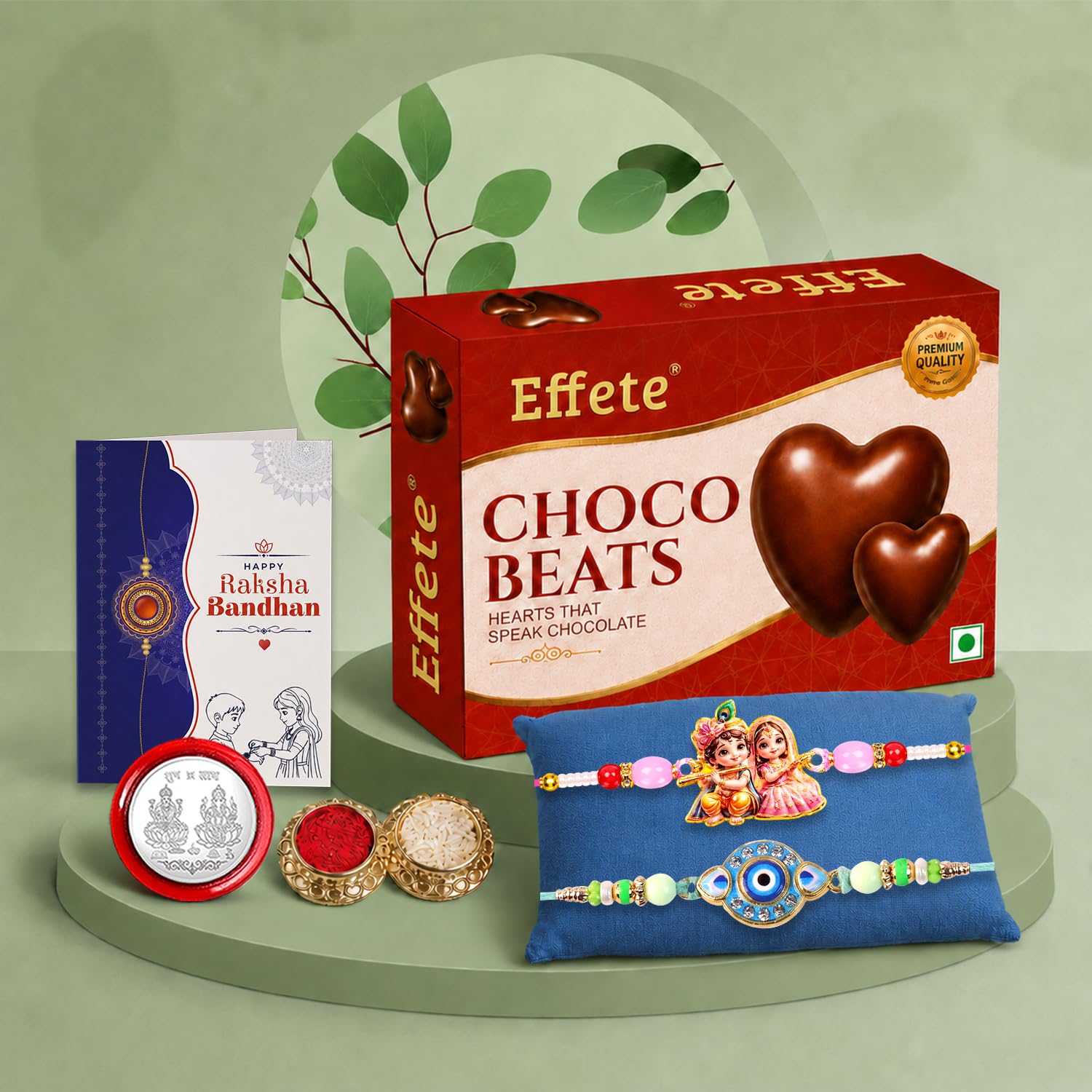 Krishna Radha, Evil Eye Rakhi Combo - Raksha Bandhan Gift with Choco Beats 32gm, Pack of 6