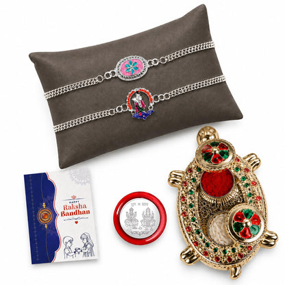Flower, Krishna Multicolor Rakhi for Brother & Bhaiya with Turtle | Pack of 6