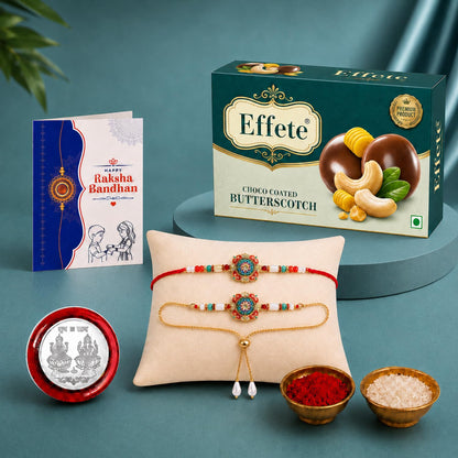 Rakhi for Brother with Butter Scotch 32gm - Raksha Bandhan Gift Set, Pack of 5