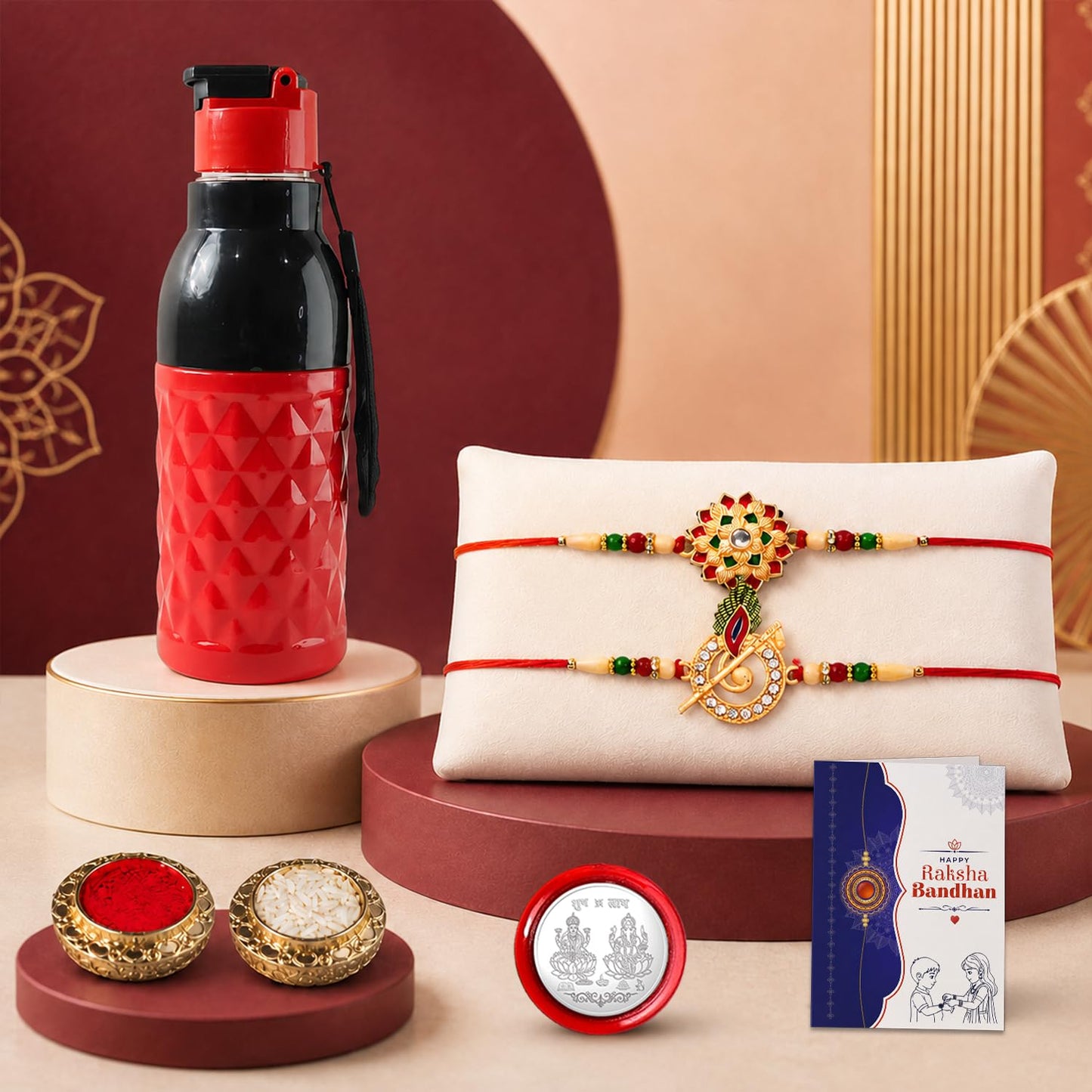 Rakhi for Brother with Water Bottle-400ml - Raksha Bandhan Gift Set, Pack of 6