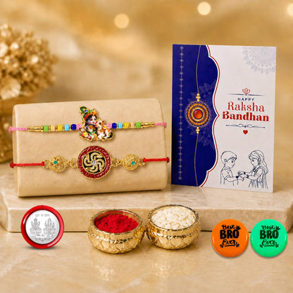 Krishna Charm, Swastik Multicolor Rakhi for Brother & Bhaiya | Pack of 6