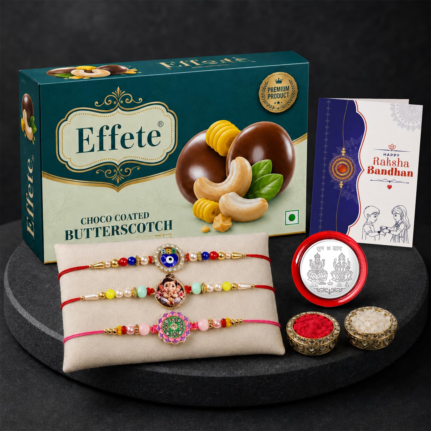 Evil Eye Rakhi Combo - Raksha Bandhan Gift with Choco Butterscotch 32gm, Pack of 7