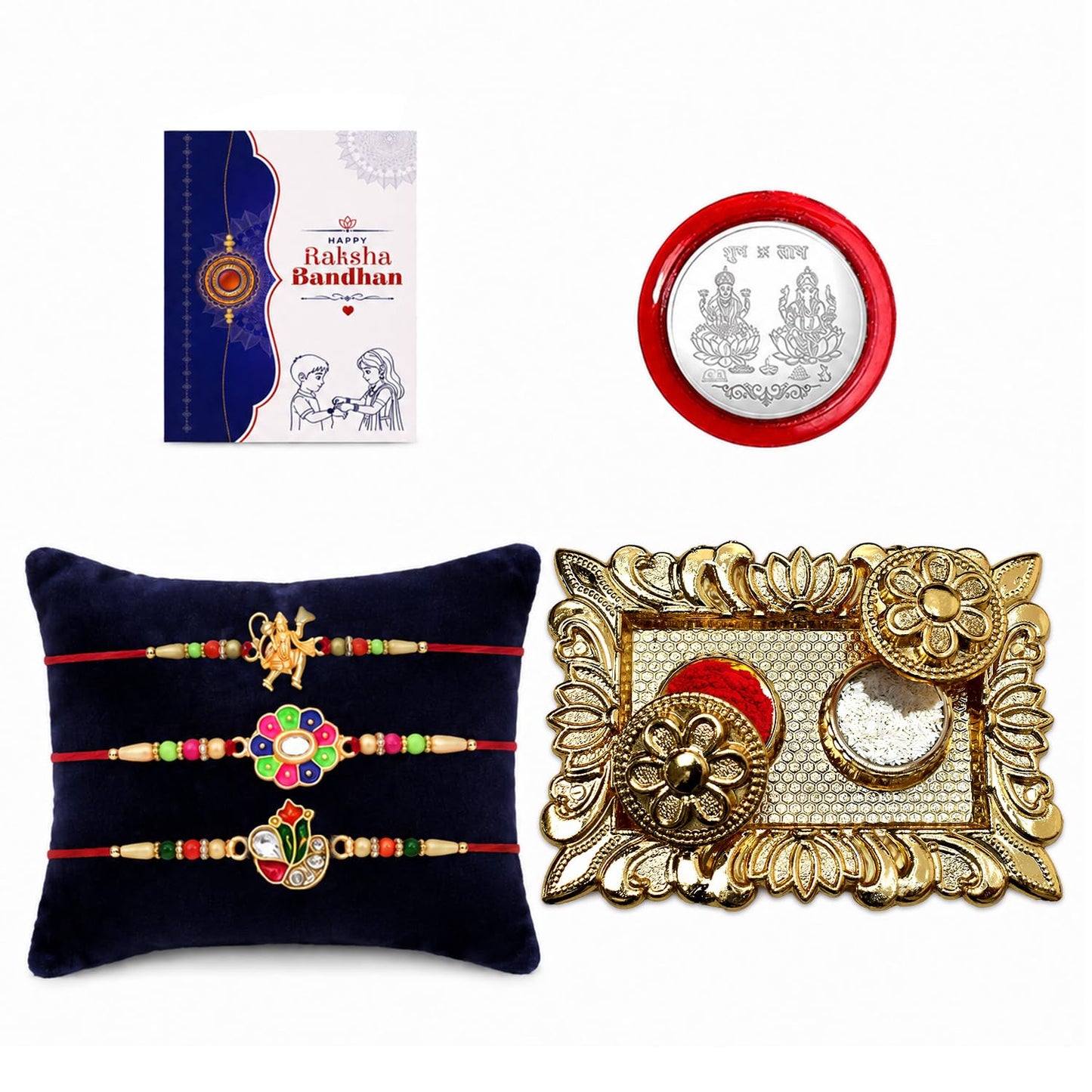 Hanuman Ji Rakhi for Brother with Pooja Thali - Rakshabandhan Gift Set, Pack of 7