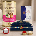 Floral Rakhi for Brother with Emperor Chocolate, Roli Tikka & Card, Pack of 6