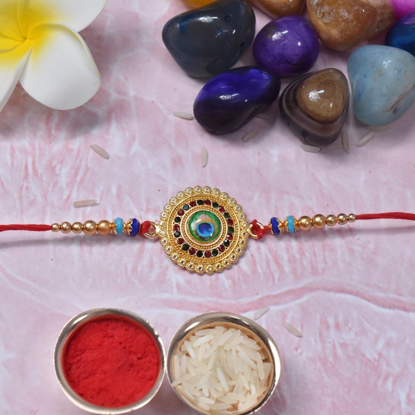 Flower, Round Multicolor Rakhi for Brother & Bhaiya with Turtle shape | Pack of 7