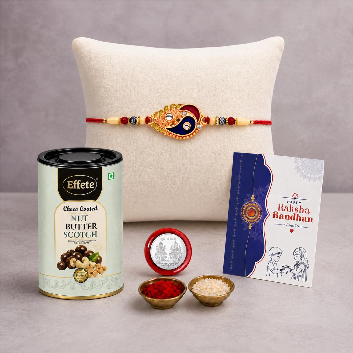 Leaf Rakhi for Brother with Chocolate 96gm - Raksha Bandhan Gift Set, Pack of 5