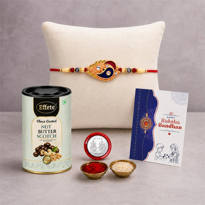 Leaf Rakhi for Brother with Chocolate 96gm - Raksha Bandhan Gift Set, Pack of 5