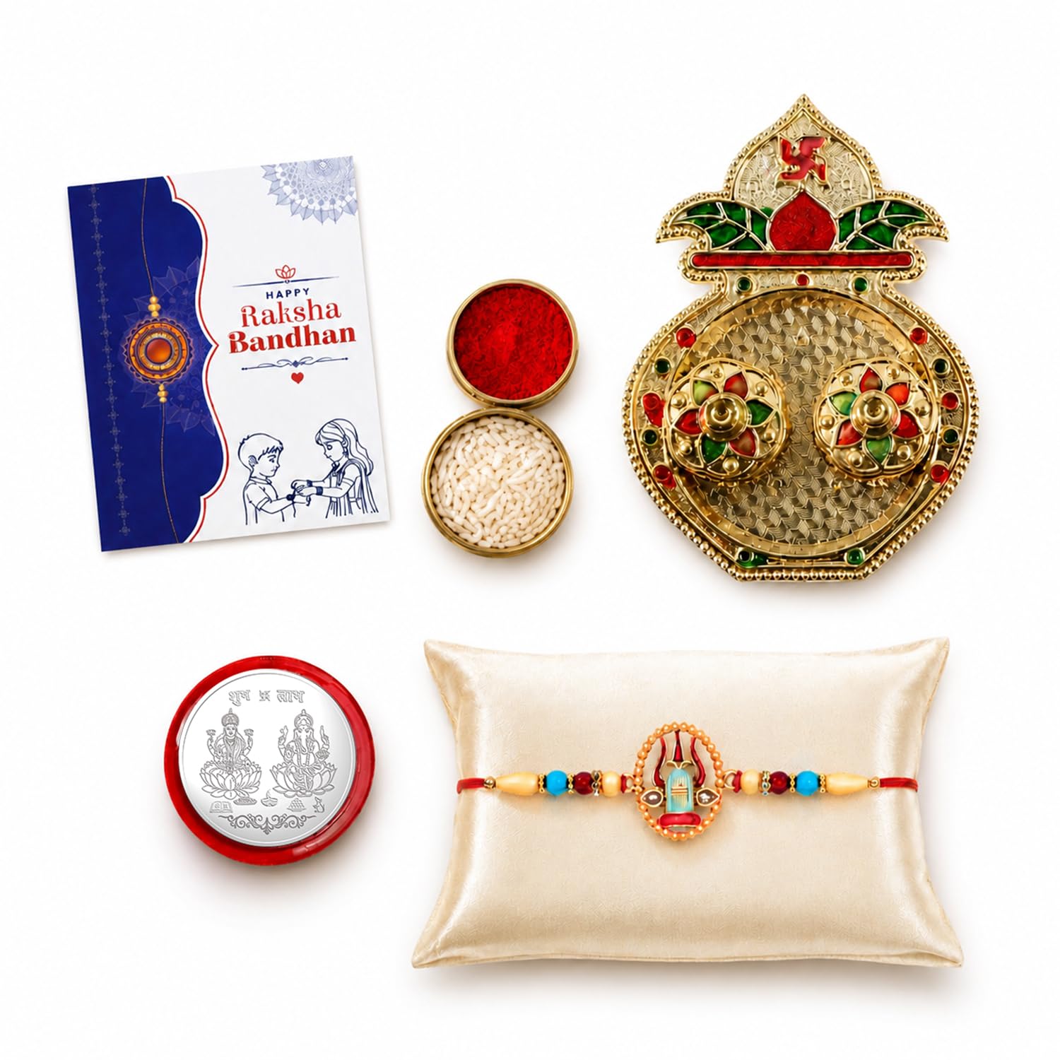Shivling Multicolor Rakhi for Brother & Bhaiya with Kalash Shape | Pack of 5