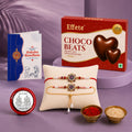 Designer Rakhi for Brother with Choco Beats 32gm, Roli Tikka, Pack of 5 | Stylish