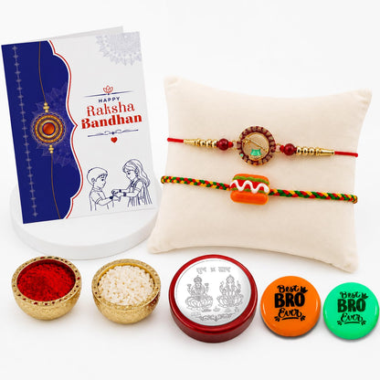 Evil Eye,Food Charm Multicolor Rakhi Combo with Multicolour | Pack of 7