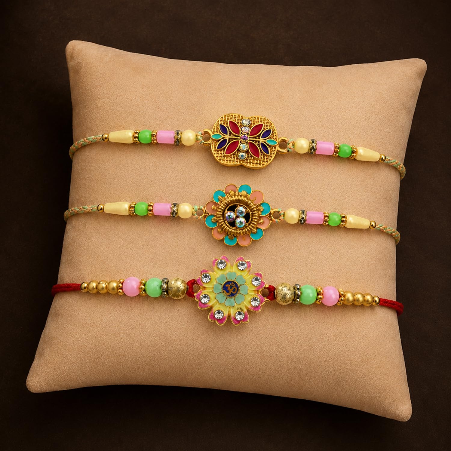 Floral Rakhi for Brother with Chocolate 32gm - Raksha Bandhan Gift Set, Pack of 7