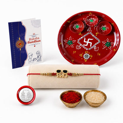 BRO Rakhi Combo - Raksha Bandhan Gift with Decorated Pooja Thali, Pack of 5 | Rakhi Gift