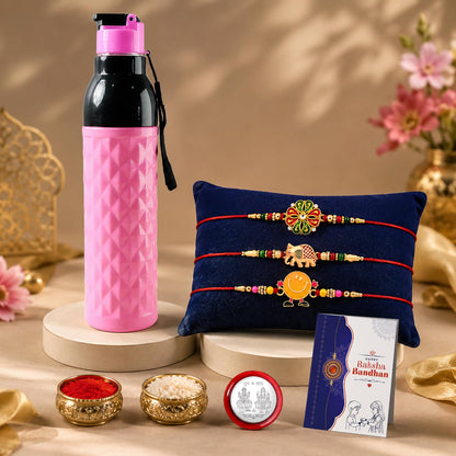 Designer Multicolor Flower & Elephant Rakhi Combo for Brother | Pack of 7