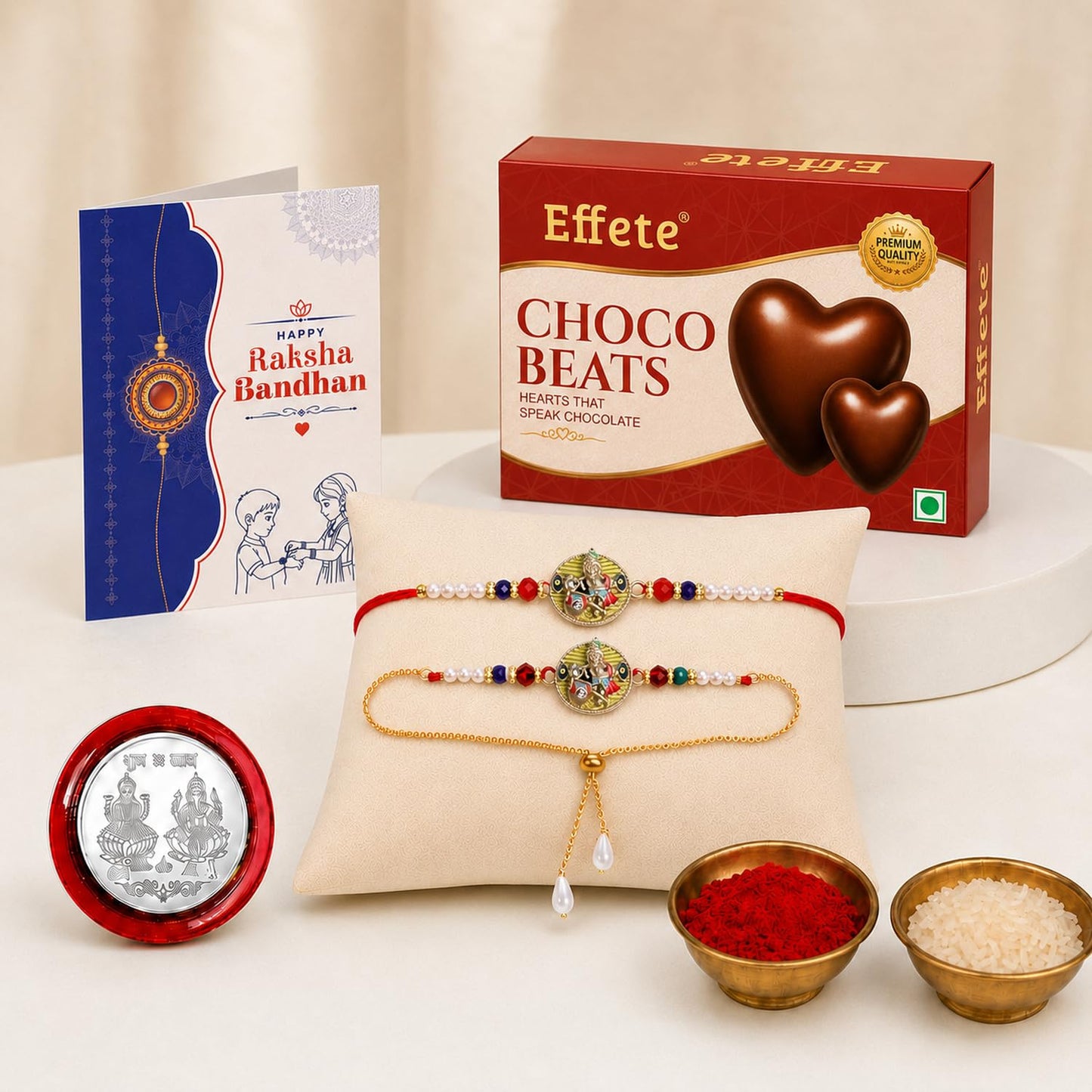 Rakhi for Brother with Chocolate Beats 32gm - Raksha Bandhan Gift, Pack of 5
