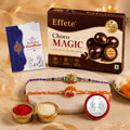 Cherry Rakhi for Brother with Chocolate Magic 96gm, Roli Tikka & Card, Pack of 6