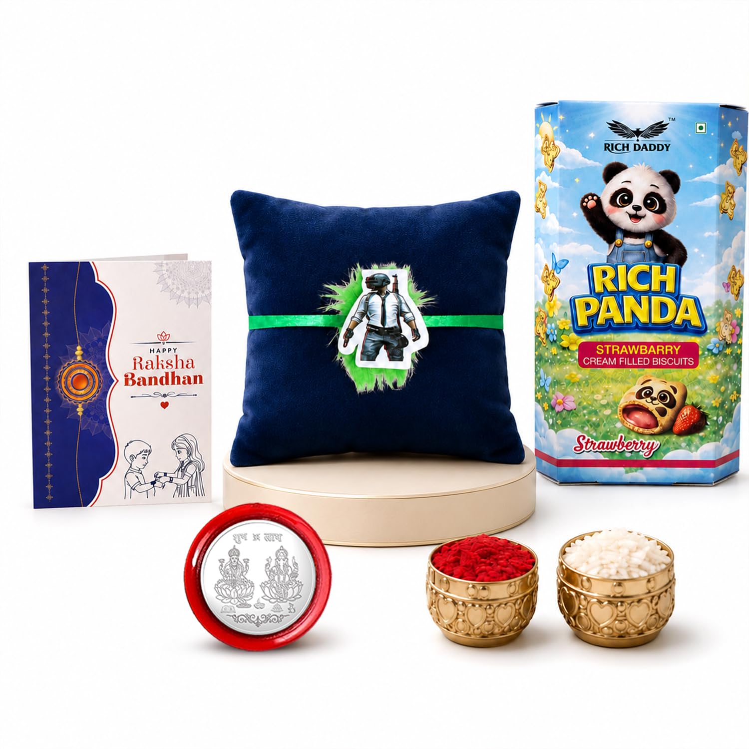 Kids Commando Soldier Rakhi for Brother with Strawberry Biscuit 60gm, Pack of 5