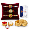 Rakhi for Brother with Golden Pooja Kankavati - Rakshabandhan Gift Set, Pack of 7