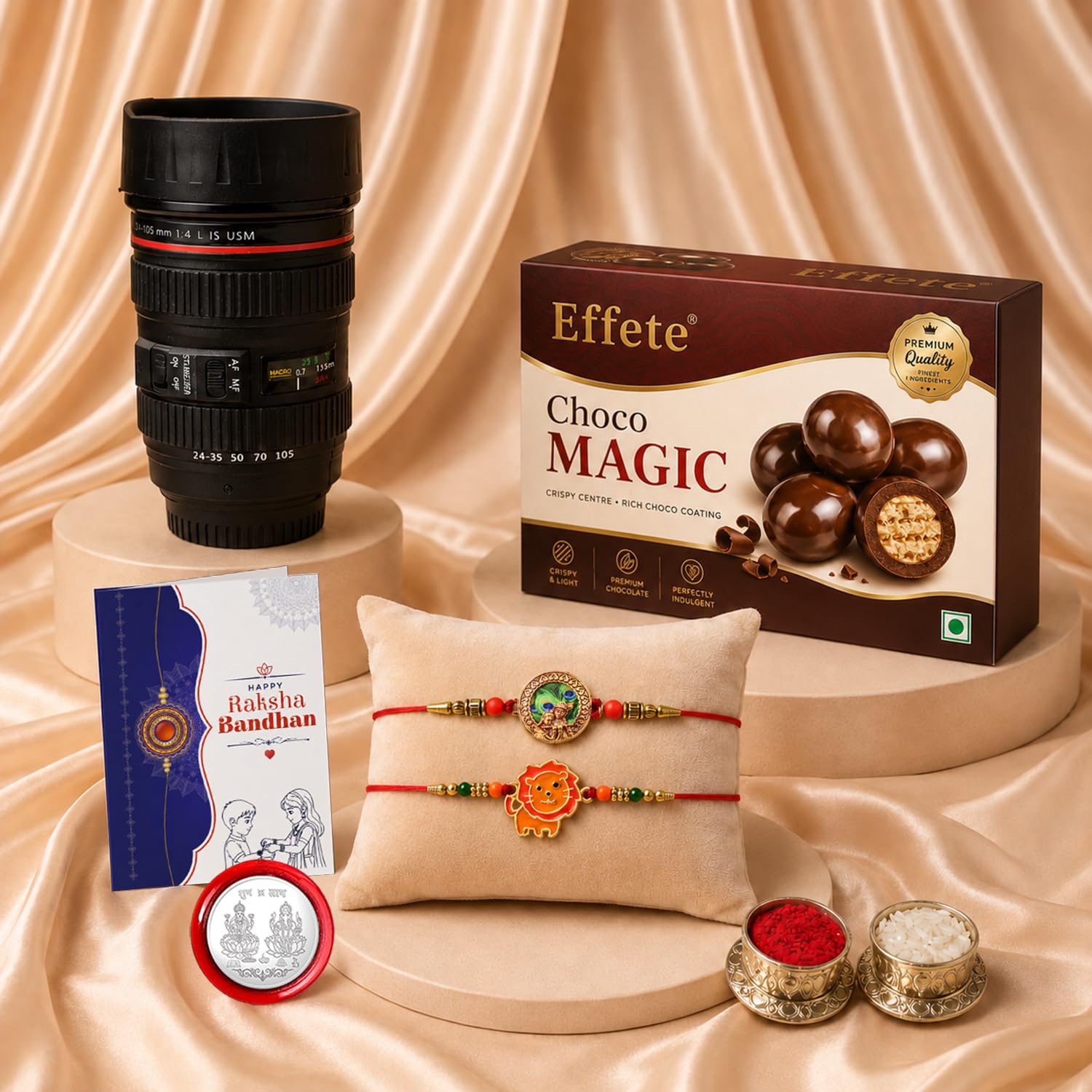 Rakhi for Brother with Chocolate & Coffee Mug - Rakshabandhan Gift Set, Pack of 7