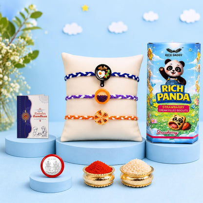 Rakhi for Brother with Biscuit 60gm - Raksha Bandhan Gift Set, Pack of 7