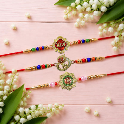 Veera, OM Rakhi for Brother with Pooja Thali - Raksha Bandhan Gift Set, Pack of 7