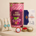 Floral Rakhi for Brother with Rose Almond 96gm, Roli Tikka & Card - Pack of 6