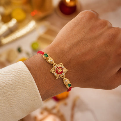Classic Rakhi with Shri Plaque, ornate work and thread style for Product Display
