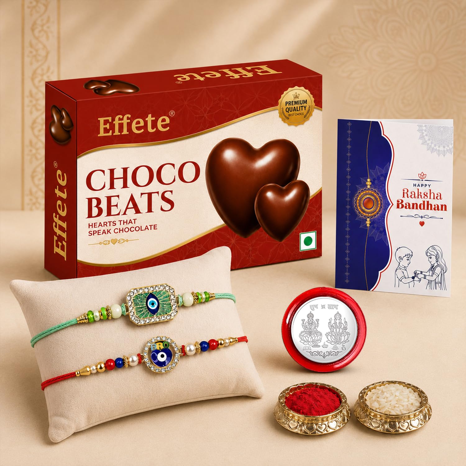 Evil Eye Rakhi Combo - Raksha Bandhan Gift with Choco Beats 32gm, Pack of 6 | Rakhi Gift