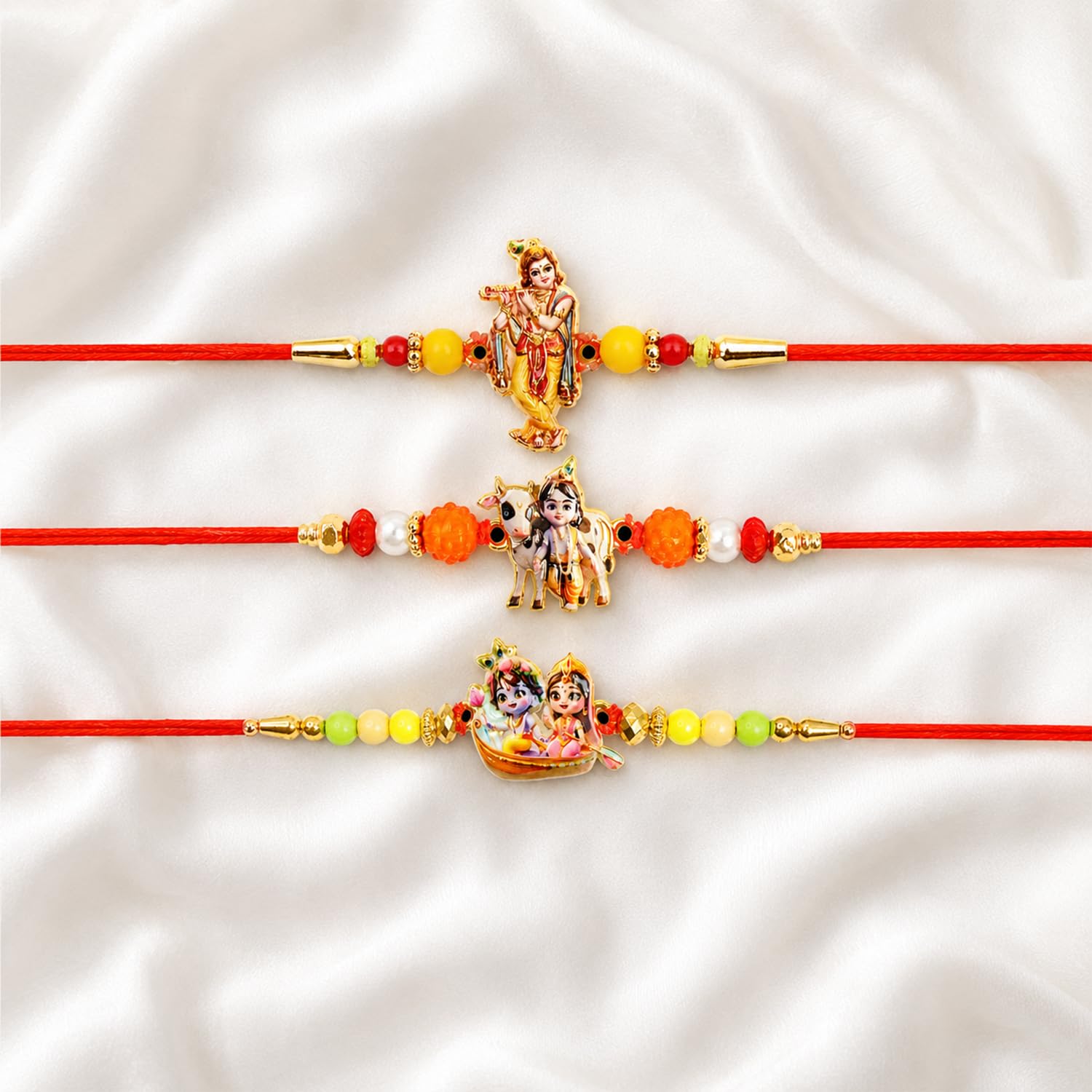 Krishna Rakhi for Brother with Pooja Thali - Raksha Bandhan Gift Set, Pack of 7