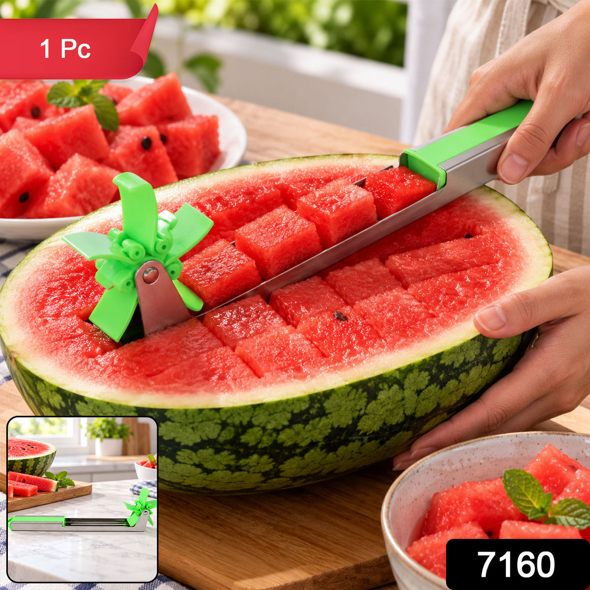 Windmill Watermelon Cutter, Steel Slicer for Quick Watermelon Cubes (1 Pc)