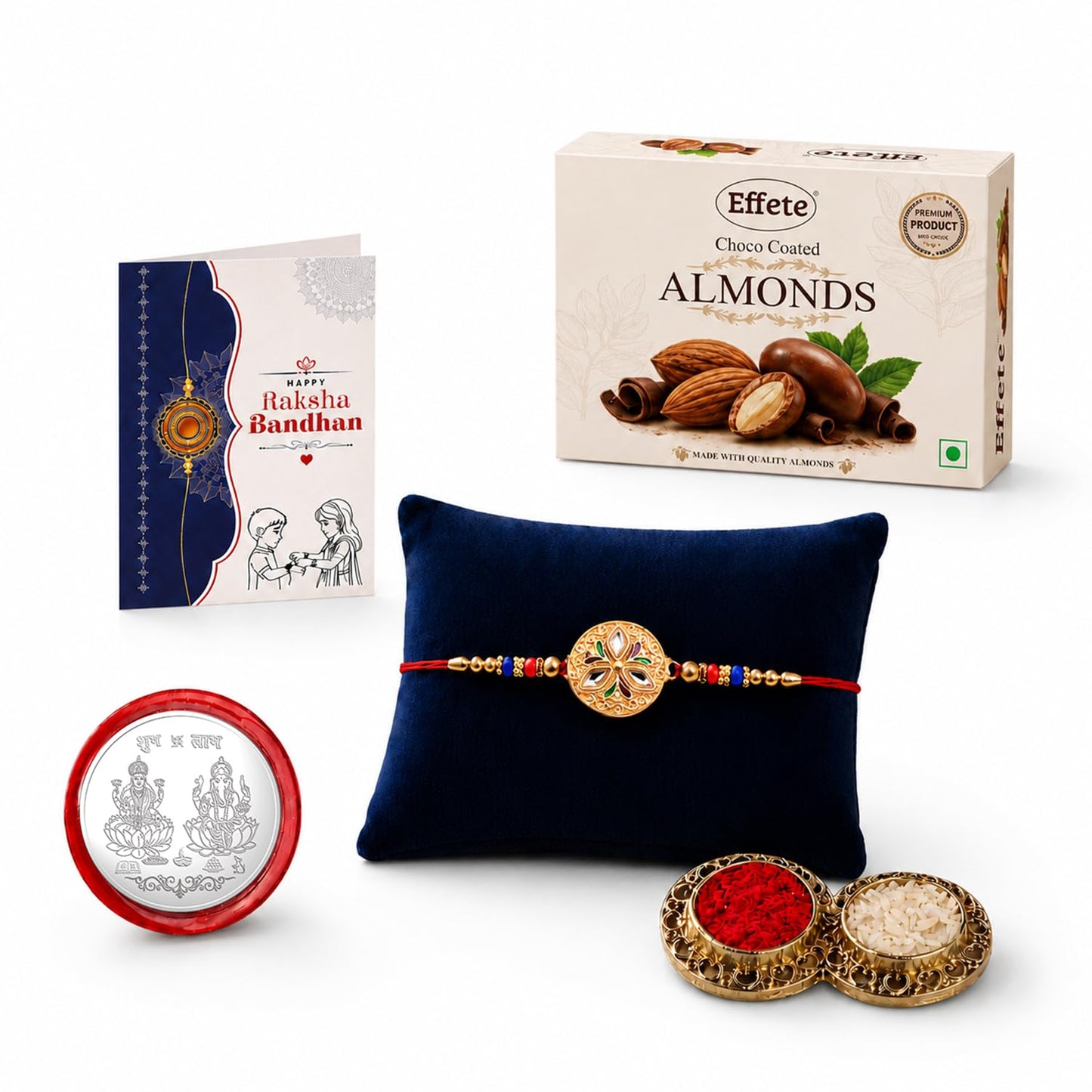 Rakhi with Chocolate for Brother – Elegant Raksha Bandhan Combo Gift Set (Set of 5)