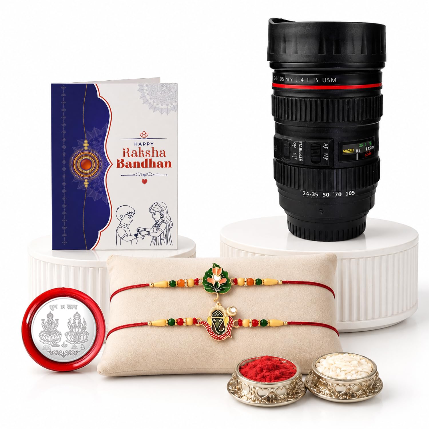 Leaf Rakhi for Brother with Coffee Mug - Raksha Bandhan Gift Set, Pack of 6