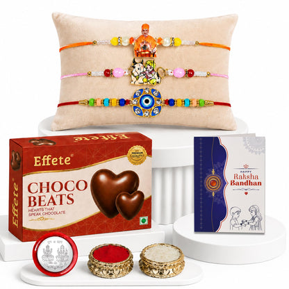 Swami Maharaj, Guru Ji Rakhi Combo - Raksha Bandhan Gift with Choco Beats 32gm, Pack of 7