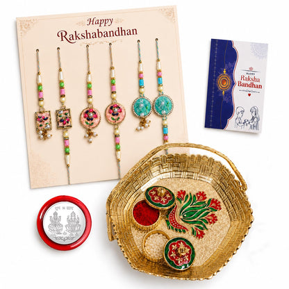 Rakhi for Brother with Topli Pooja Thali - Rakshabandhan Gift Set, Pack of 7