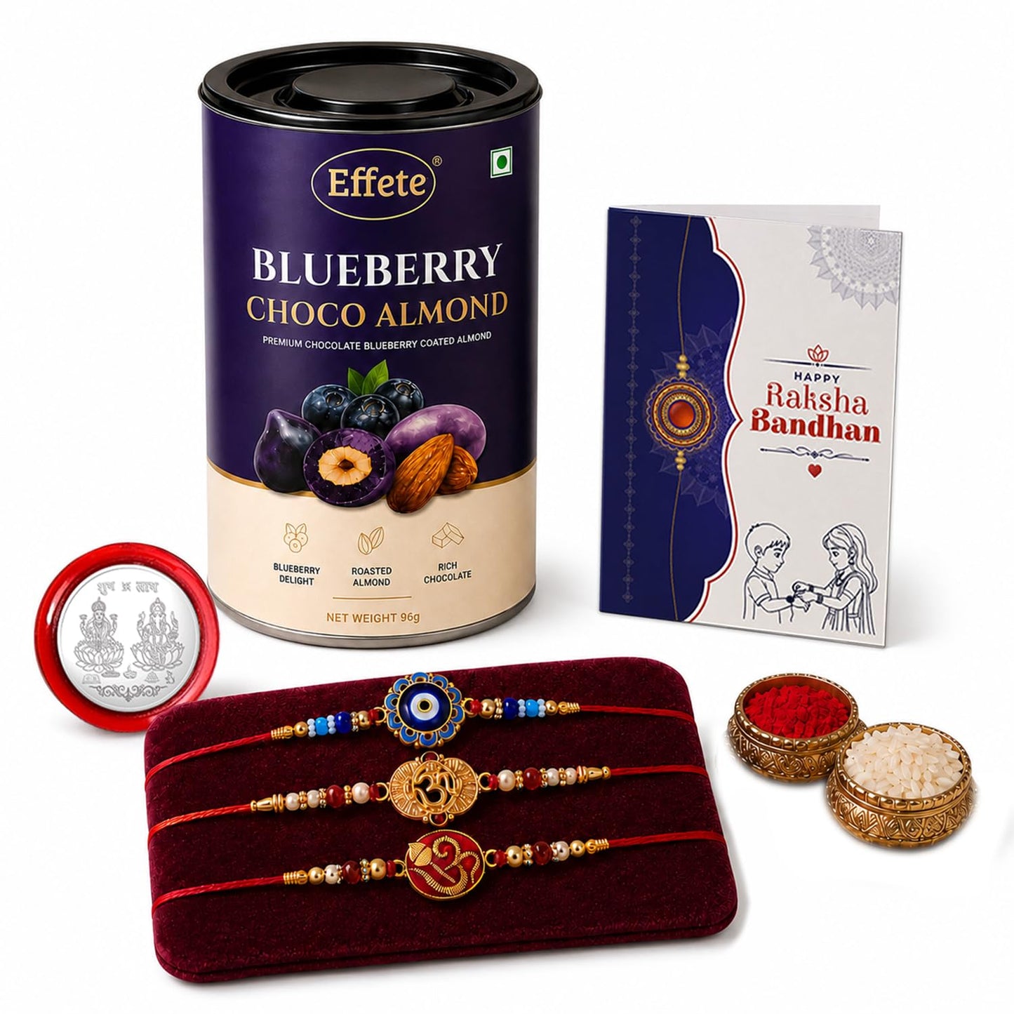 Rakhi for Brother with Blueberry Almond 96gm - Raksha Bandhan Gift, Pack of 7