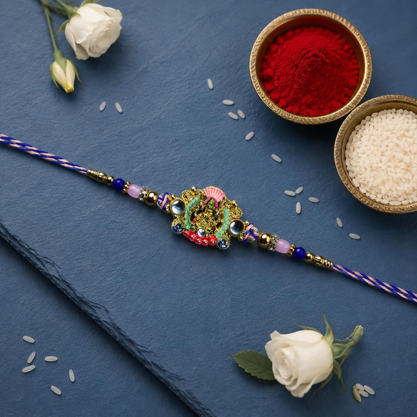 Cherry Rakhi for Brother with Chocolate Magic 96gm, Roli Tikka & Card, Pack of 6