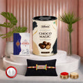 Bhai Rakhi for Brother with Chocolate Magic 96gm, Roli Tikka & Card, Pack of 5