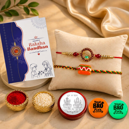Evil Eye,Food Charm Multicolor Rakhi Combo with Multicolour | Pack of 7