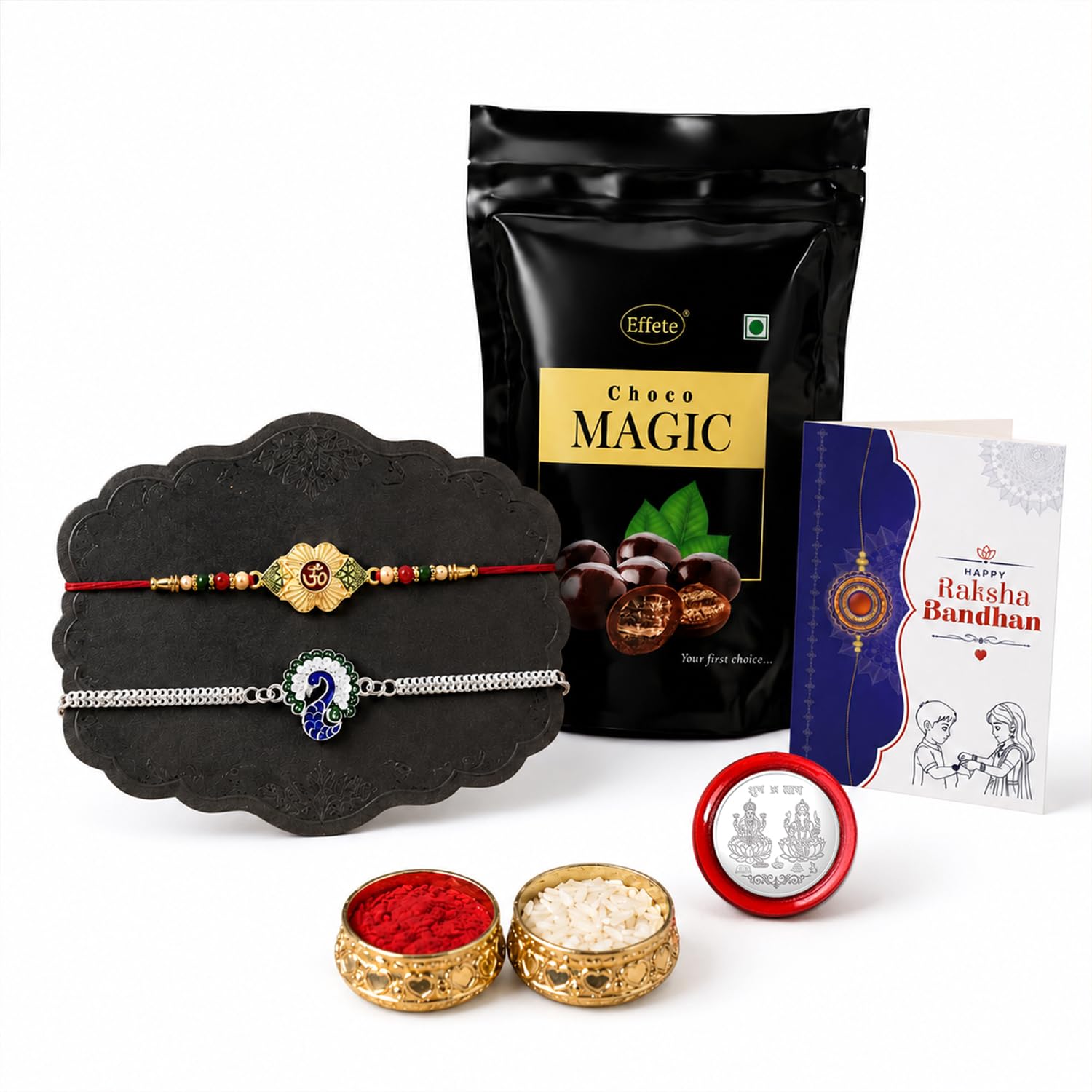 Rakhi for Brother with Chocolate Magic Pouch - Rakshabandhan Gift Set, Pack of 6