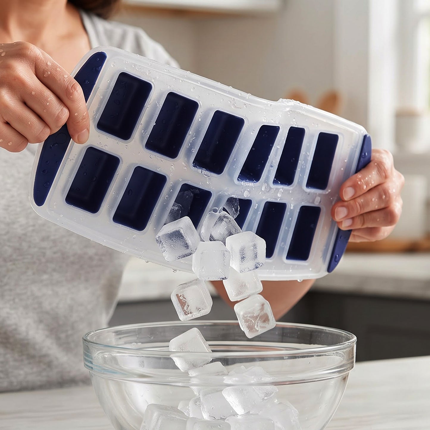 Ice cube tray product use view