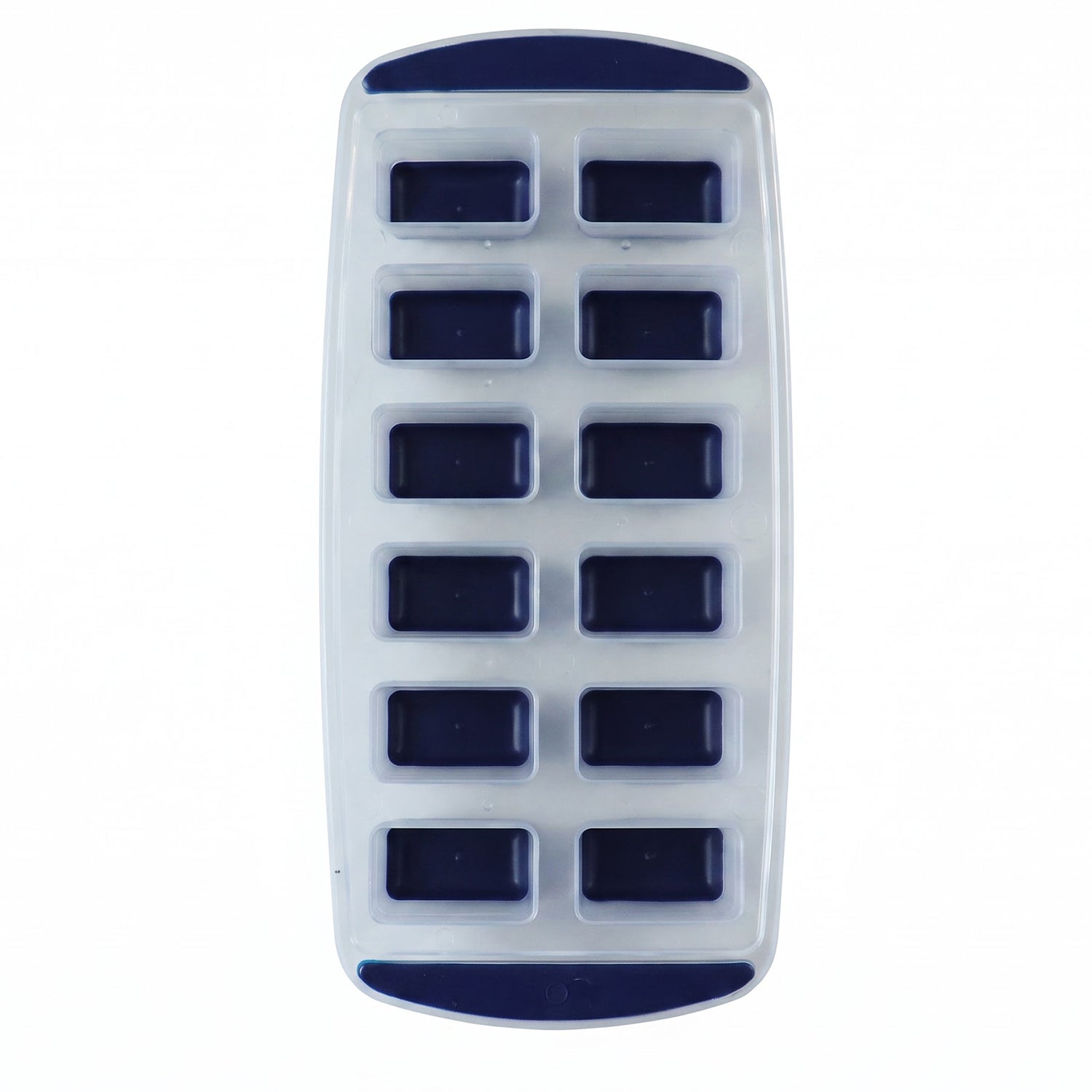 Plastic ice cube tray on white background