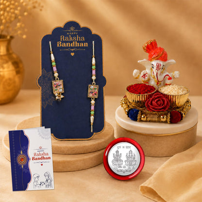 Designer Elegant Multicolor Floral Motif Rakhi Combo for Brother | Pack of 5
