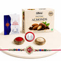 Veera Rakhi for Brother with Choco Almonds 32gm, Roli Chawal & Card | Pack of 5