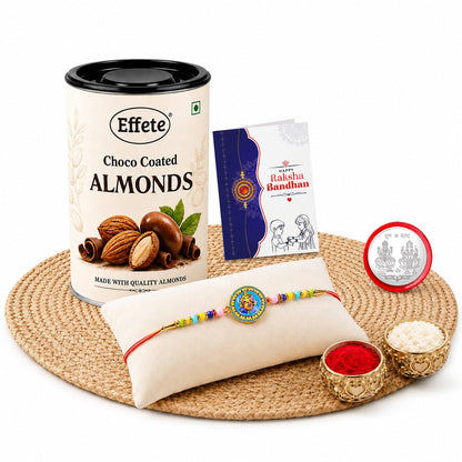 Ganesh Rakhi Combo - Raksha Bandhan Gift with Choco Almonds 96gm, Pack of 5 | Rakhi Gift