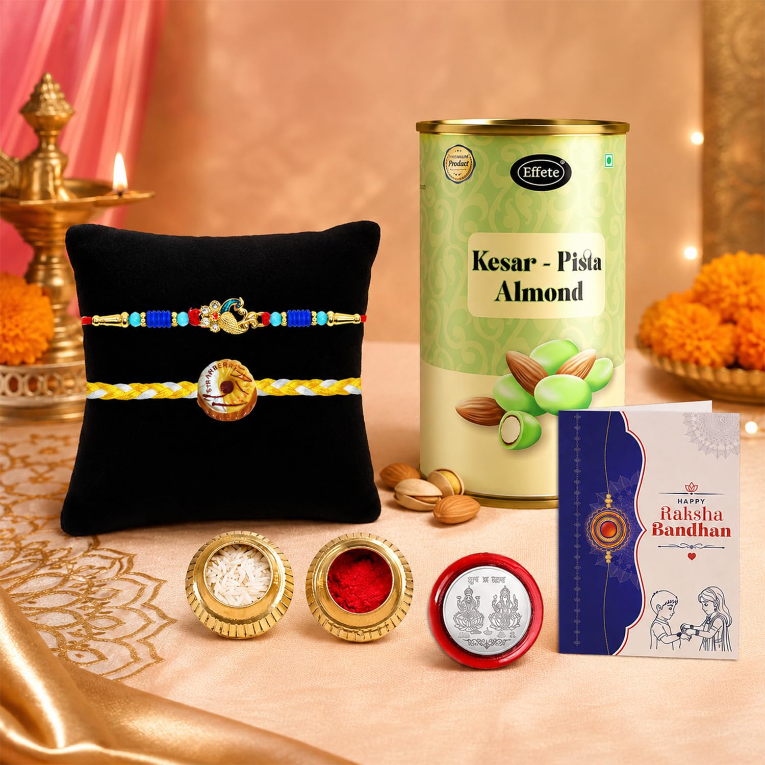 Complete Brother Rakhi for Brother with Kesar-Pista Almond 96gm, Pack of 6