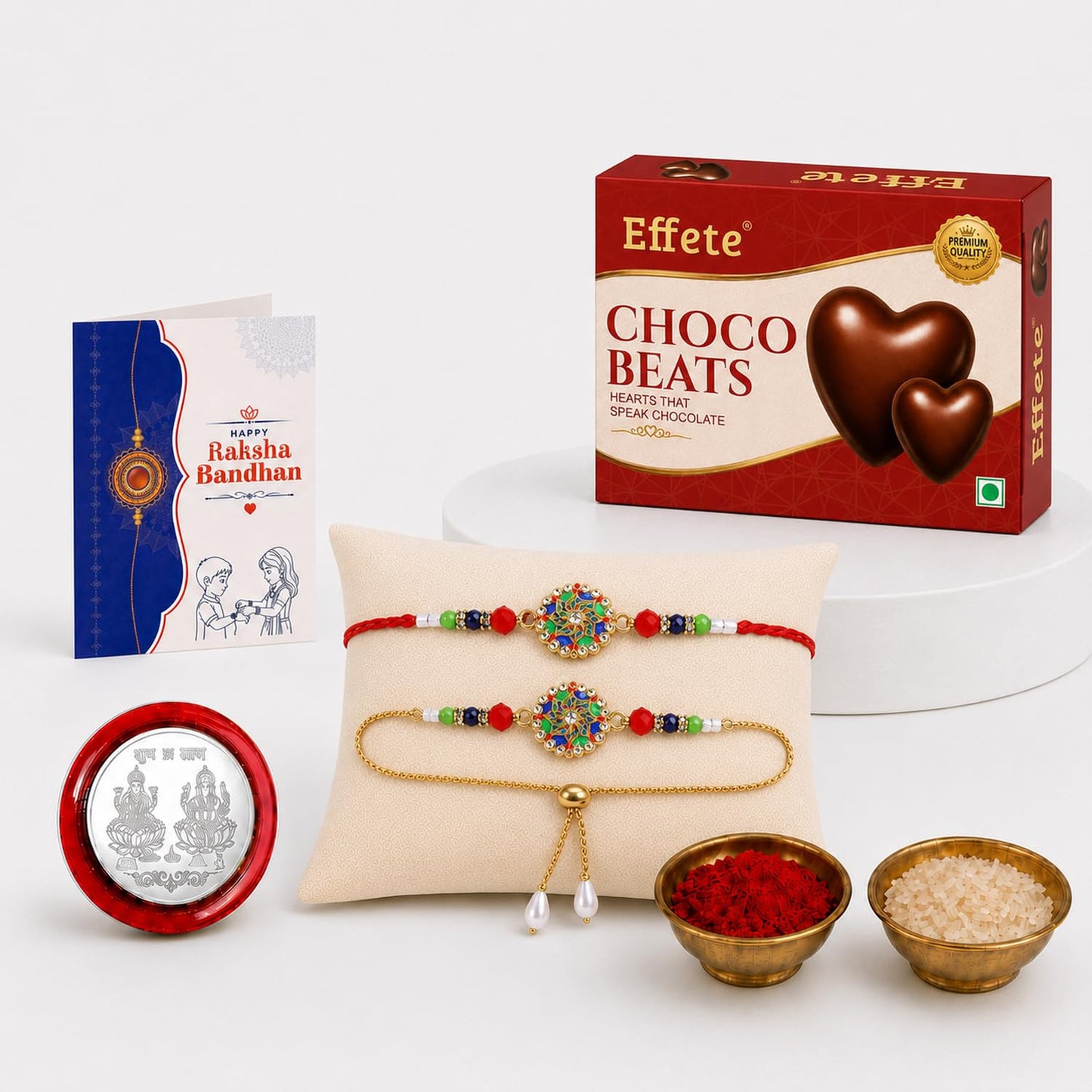 Rakhi for Brother with Chocolate Beats 32gm - Raksha Bandhan Gift Set, Pack of 5