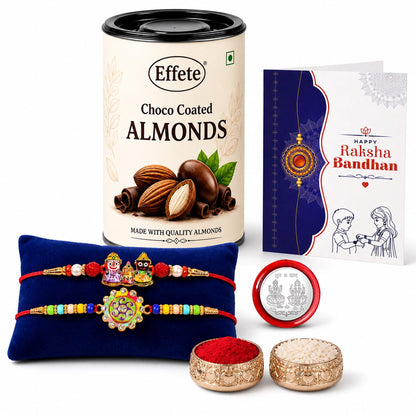 Lord Jagannath Rakhi Combo - Raksha Bandhan Gift with Choco Almonds 96gm, Pack of 6