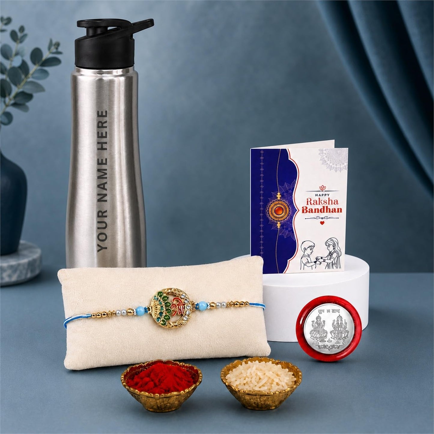Shree symbol Multicolor Rakhi for Brother with Customized Stainless | Pack of 5