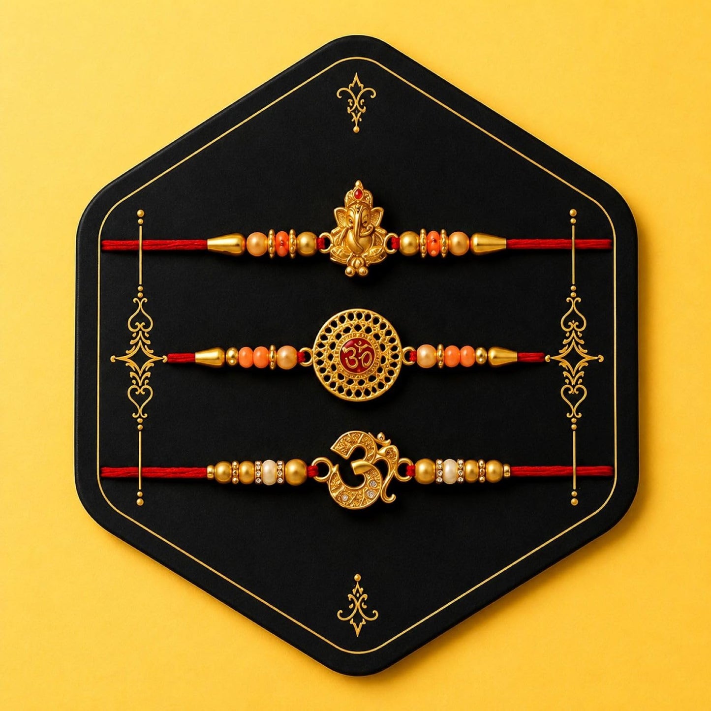 Ganesha Rakhi for Brother with Pooja Thali - Rakshabandhan Gift Set, Pack of 7
